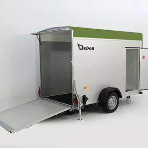 Debon Kofferanhänger C300 148x295cm H:190cm 1,3t Alu, Polybug|Tür|olivgrün-Neu