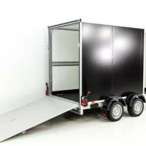 Vezeko Kofferanhänger 184x405cm Höhe:205cm 2,7t|Rampe|Tür|schwarz-Neu