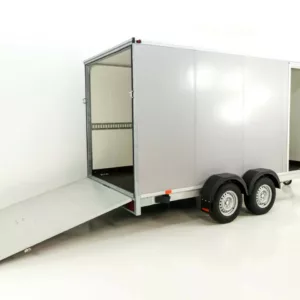 Vezeko Kofferanhänger 184x405cm Höhe:205cm 2,7t|Rampe|Tür|silber-Neu
